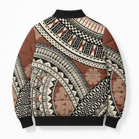 Bula Fiji Classic Masi Tapa Bomber Puffer Jacket Vintage Brown - Polynesian Pride