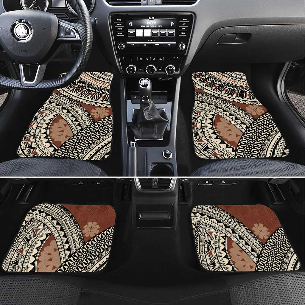 Bula Fiji Classic Masi Tapa Car Mats Vintage Brown - Polynesian Pride