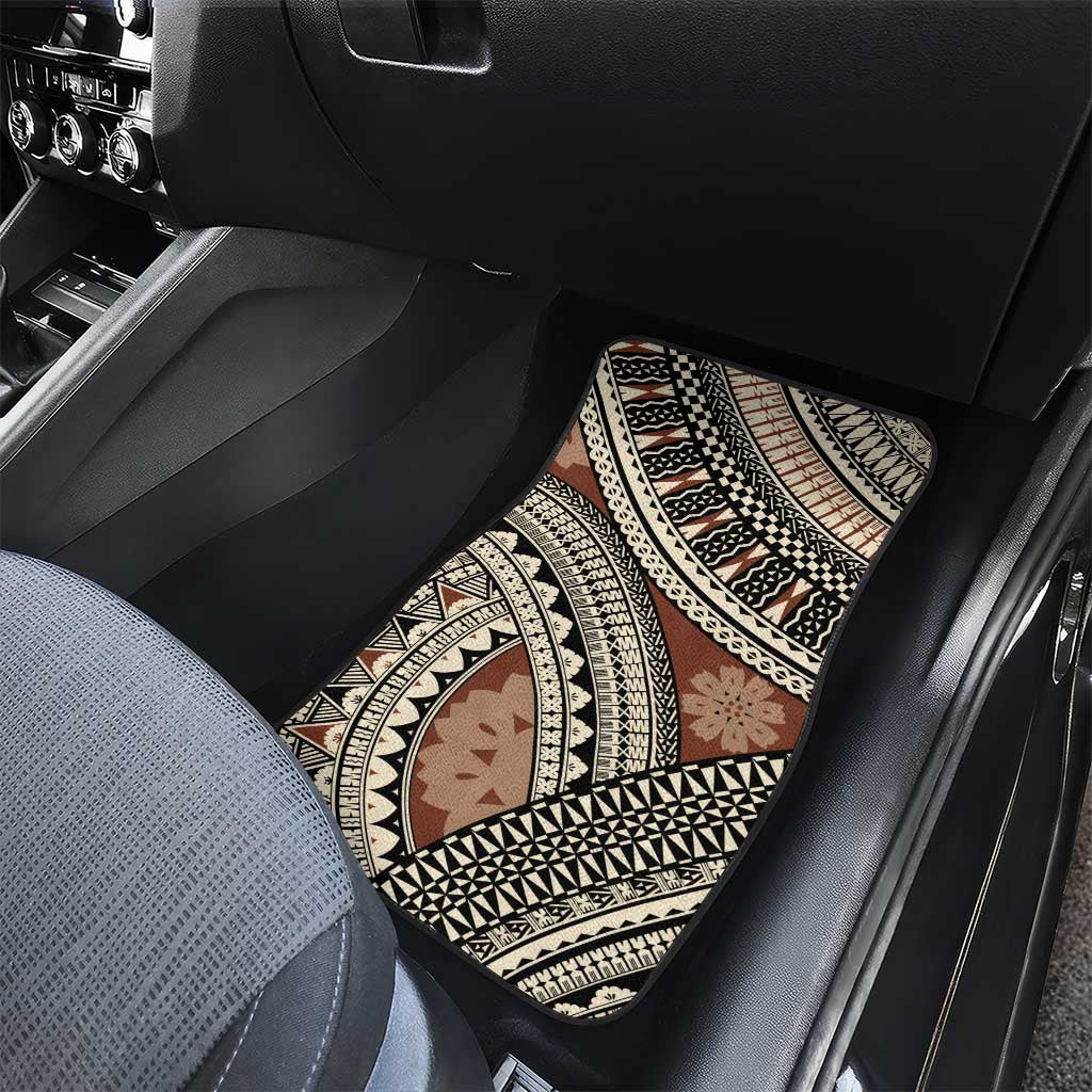 Bula Fiji Classic Masi Tapa Car Mats Vintage Brown - Polynesian Pride