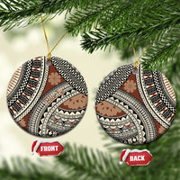 Bula Fiji Classic Masi Tapa Ceramic Ornament Vintage Brown LT7 Circle Brown - Polynesian Pride