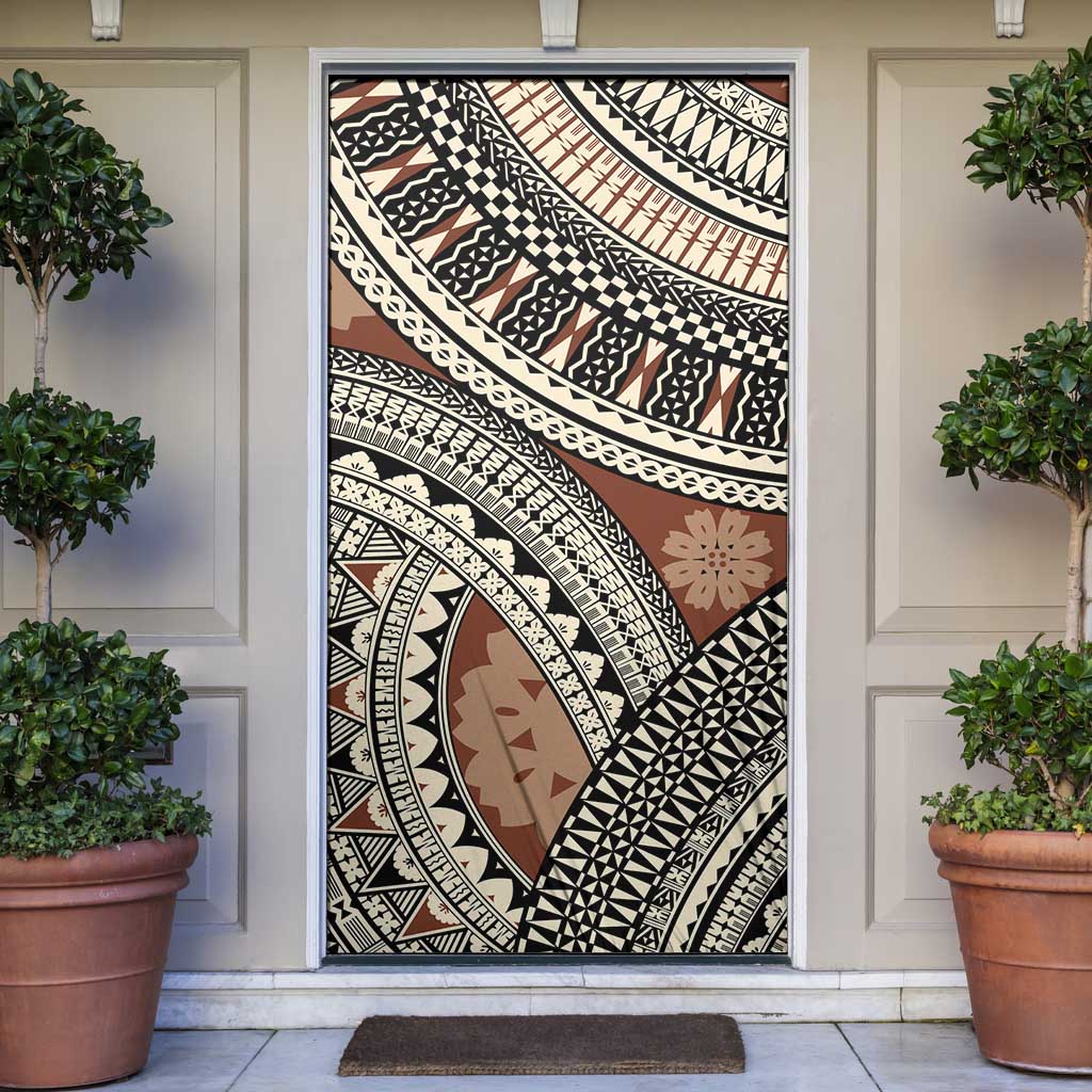 Bula Fiji Classic Masi Tapa Door Cover Vintage Brown - Polynesian Pride