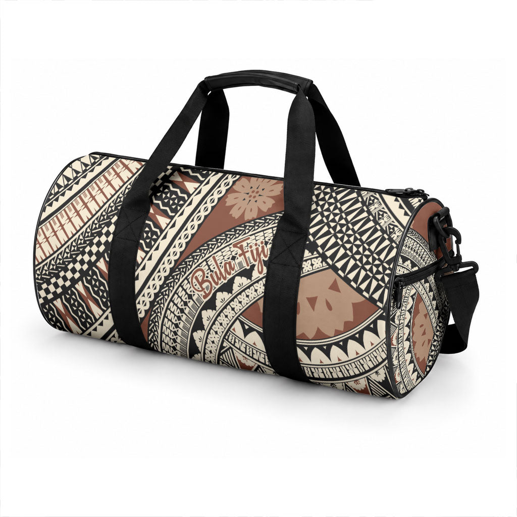Bula Fiji Classic Masi Tapa Duffle Bag Vintage Brown