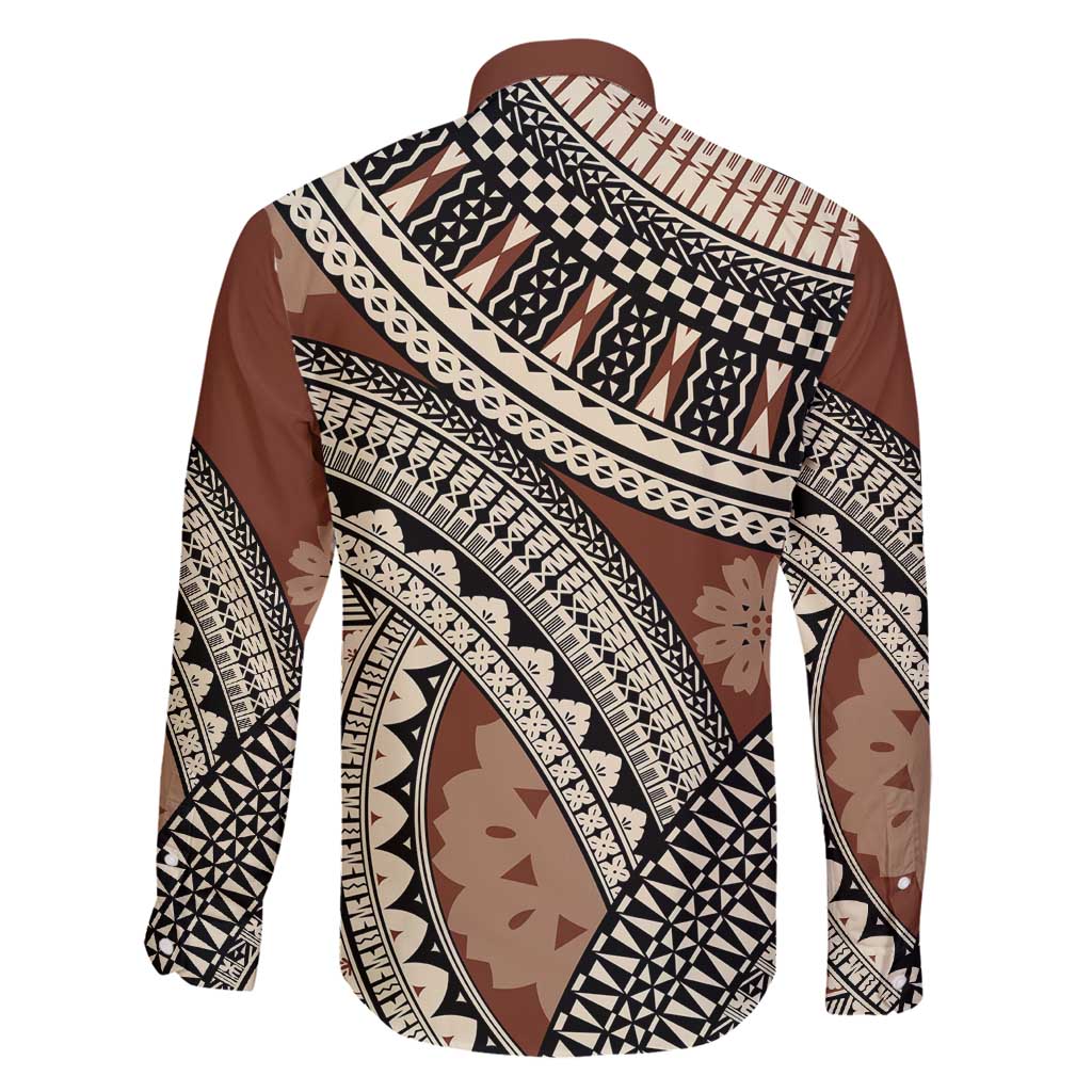 Bula Fiji Classic Masi Tapa Family Matching Long Sleeve Bodycon Dress and Hawaiian Shirt Vintage Brown - Polynesian Pride