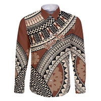 Bula Fiji Classic Masi Tapa Family Matching Off Shoulder Maxi Dress and Hawaiian Shirt Vintage Brown - Polynesian Pride