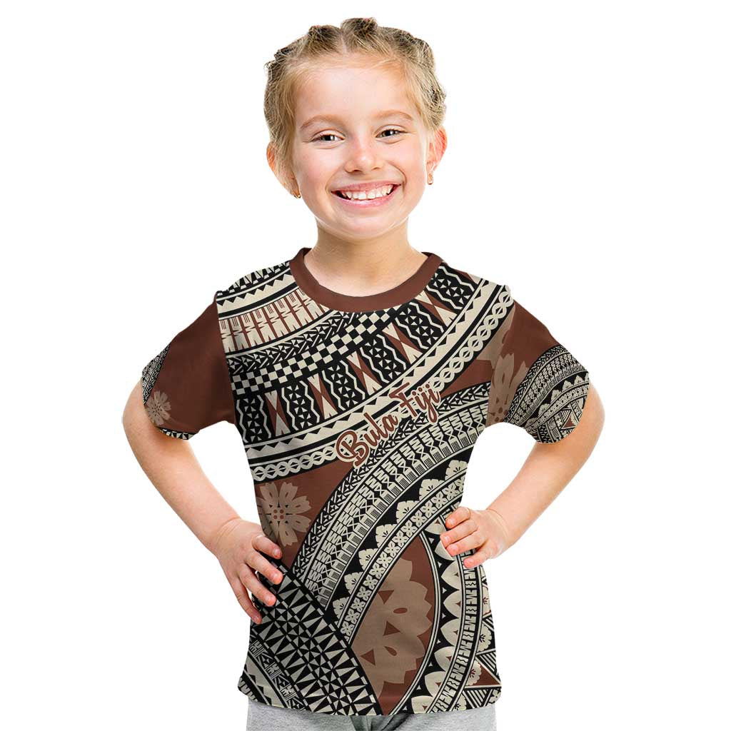 Bula Fiji Classic Masi Tapa Kid T Shirt Vintage Brown - Polynesian Pride