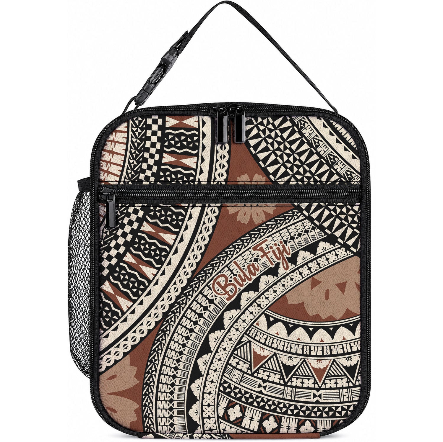 Bula Fiji Classic Masi Tapa Lunch Bag Vintage Brown