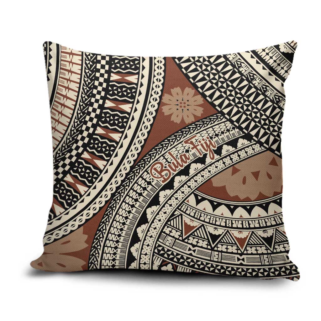 Bula Fiji Classic Masi Tapa Pillow Cover Vintage Brown LT7 Brown - Polynesian Pride