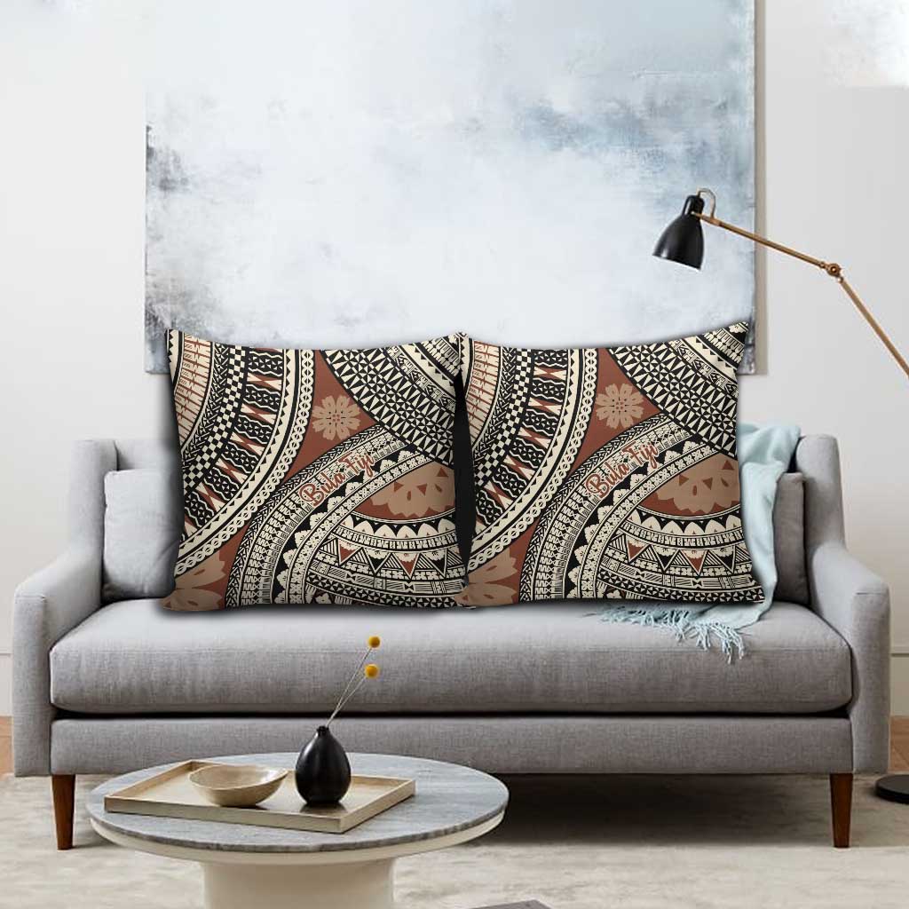 Bula Fiji Classic Masi Tapa Pillow Cover Vintage Brown LT7 - Polynesian Pride