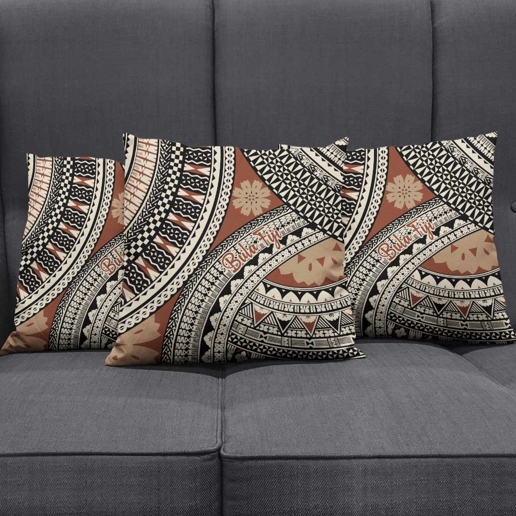 Bula Fiji Classic Masi Tapa Pillow Cover Vintage Brown LT7 - Polynesian Pride