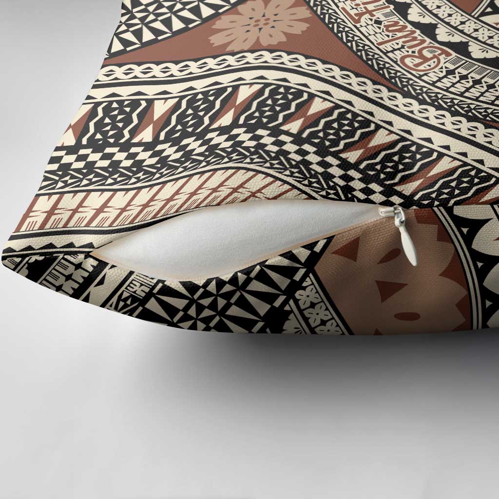 Bula Fiji Classic Masi Tapa Pillow Cover Vintage Brown LT7 - Polynesian Pride