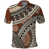 Bula Fiji Classic Masi Tapa Polo Shirt Vintage Brown - Polynesian Pride