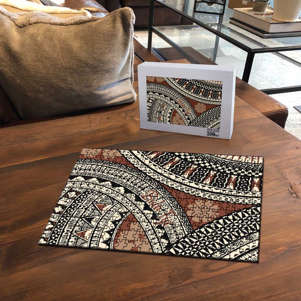 Bula Fiji Classic Masi Tapa Puzzle Vintage Brown - Polynesian Pride