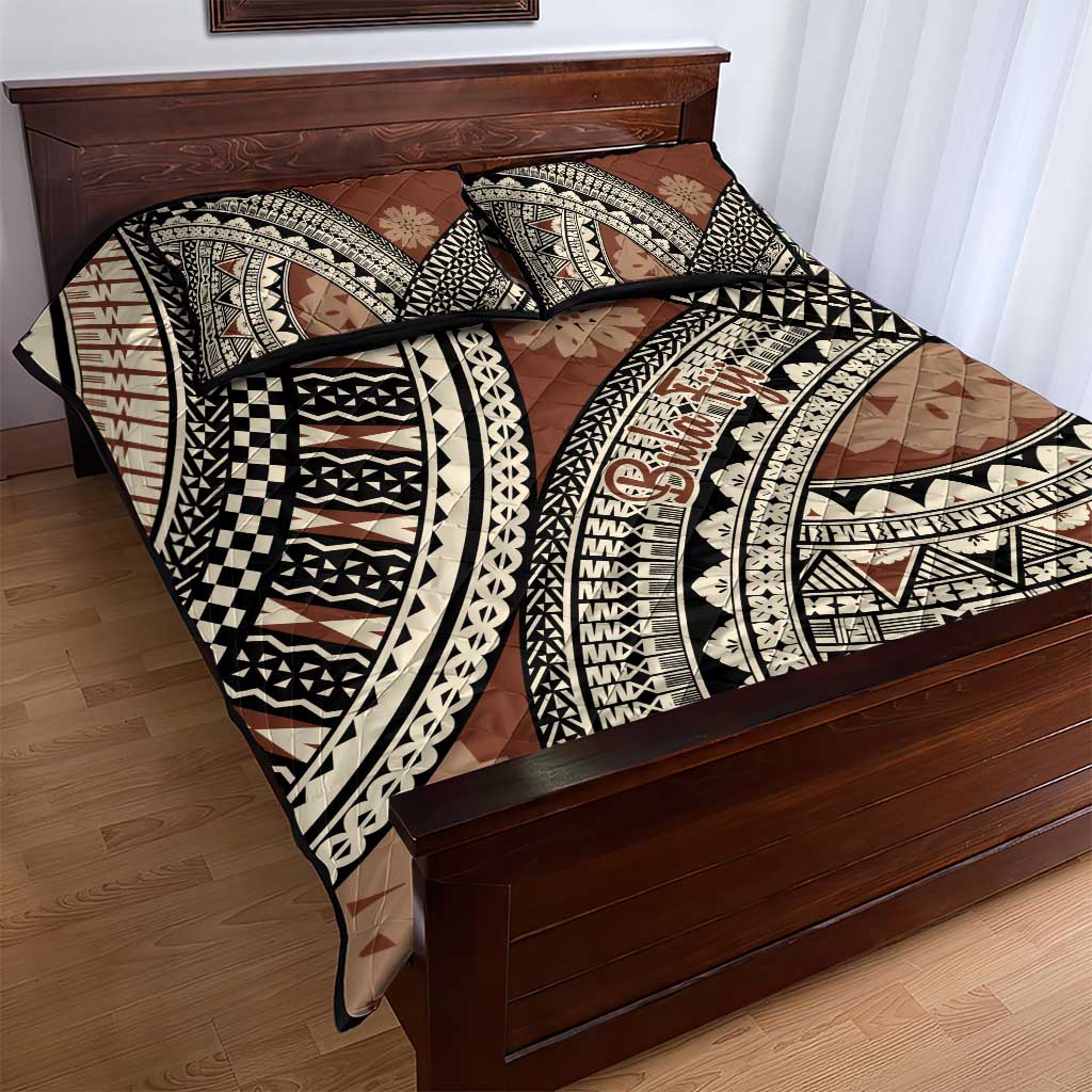 Bula Fiji Classic Masi Tapa Quilt Bed Set Vintage Brown - Polynesian Pride