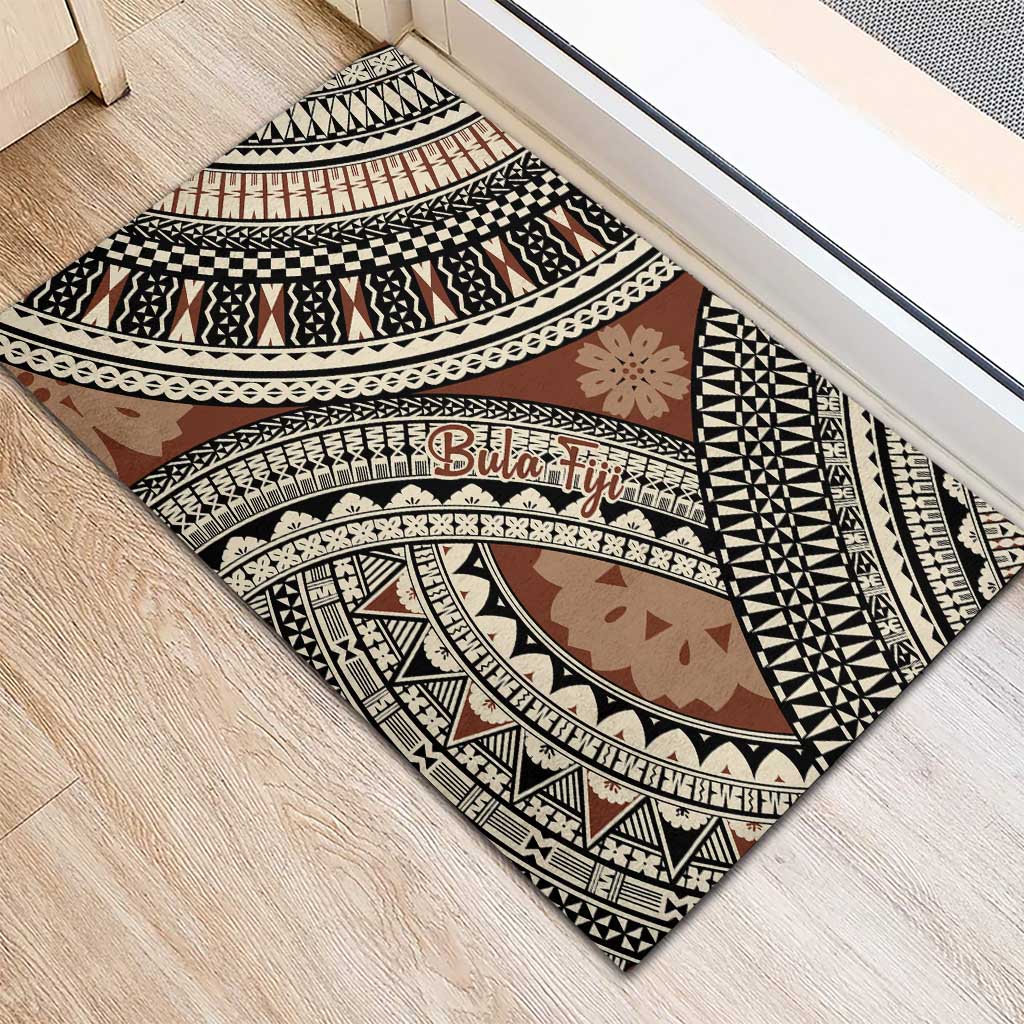 Bula Fiji Classic Masi Tapa Rubber Doormat Vintage Brown - Polynesian Pride