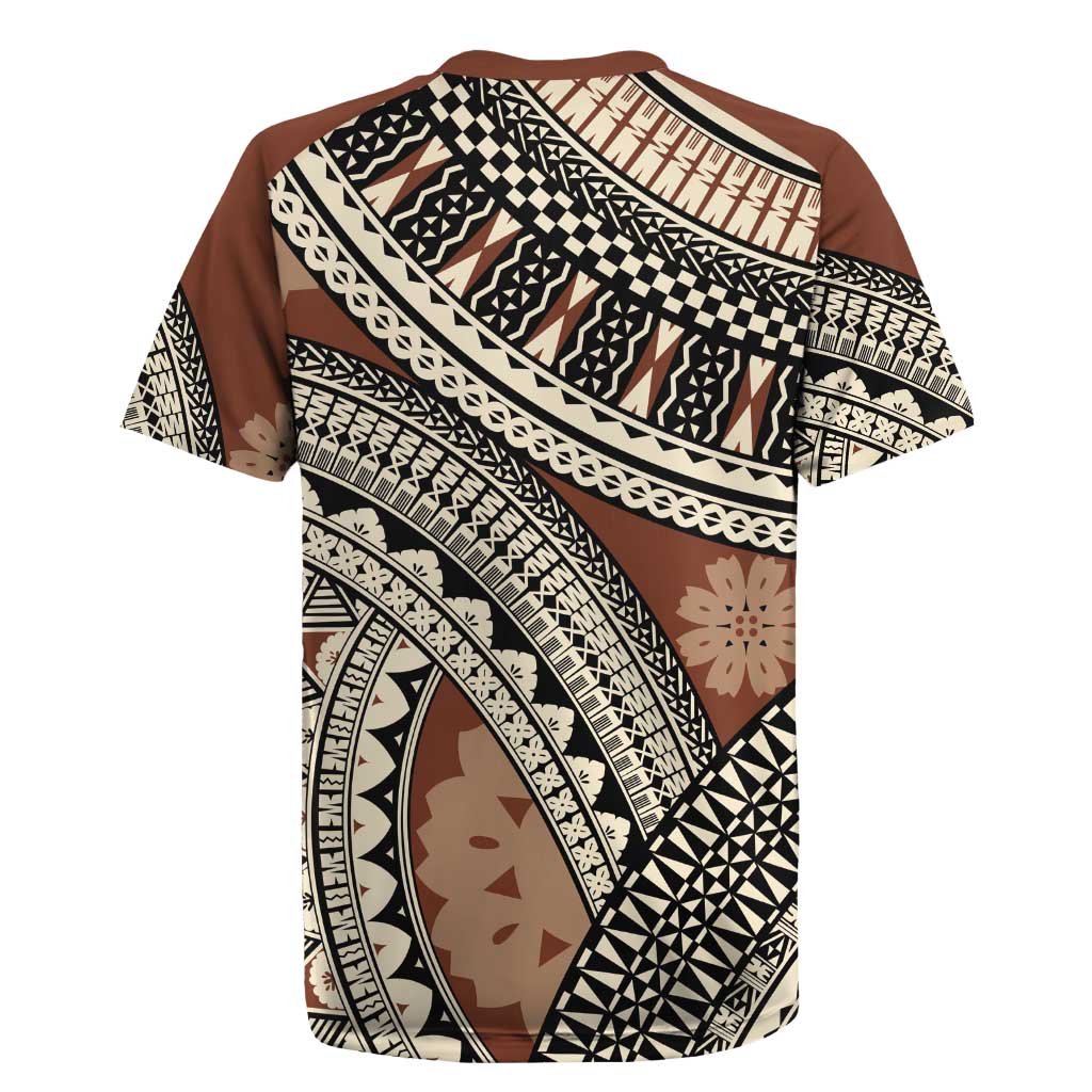 Bula Fiji Classic Masi Tapa Rugby Jersey Vintage Brown - Polynesian Pride