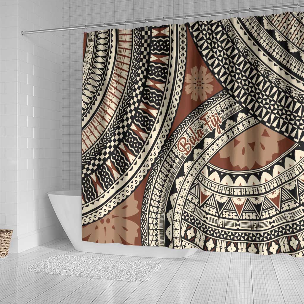 Bula Fiji Classic Masi Tapa Shower Curtain Vintage Brown LT7 - Polynesian Pride