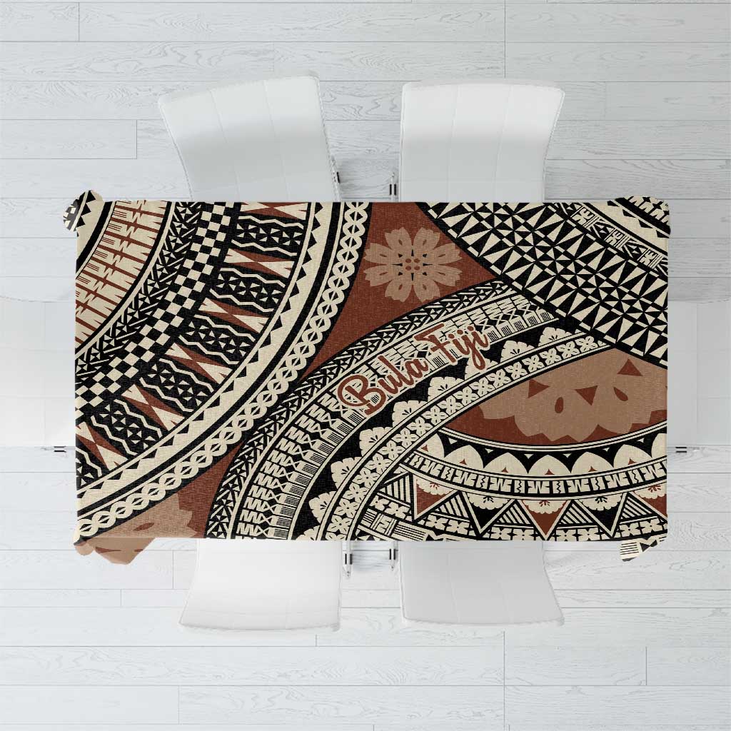 Bula Fiji Classic Masi Tapa Tablecloth Vintage Brown LT7 Brown - Polynesian Pride