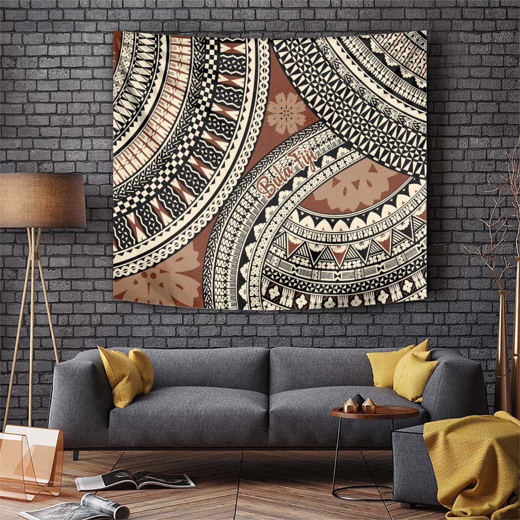 Bula Fiji Classic Masi Tapa Tapestry Vintage Brown LT7 Brown - Polynesian Pride