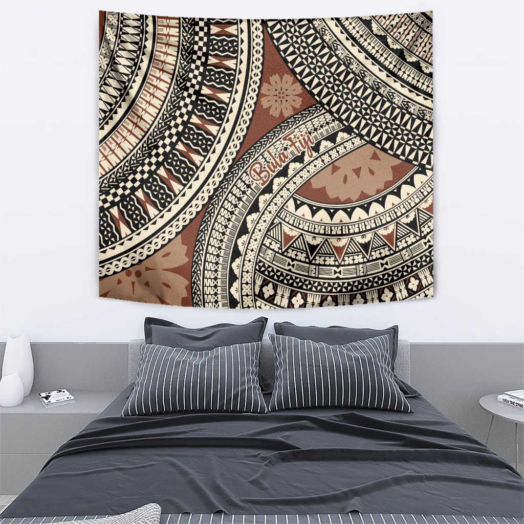 Bula Fiji Classic Masi Tapa Tapestry Vintage Brown LT7 - Polynesian Pride