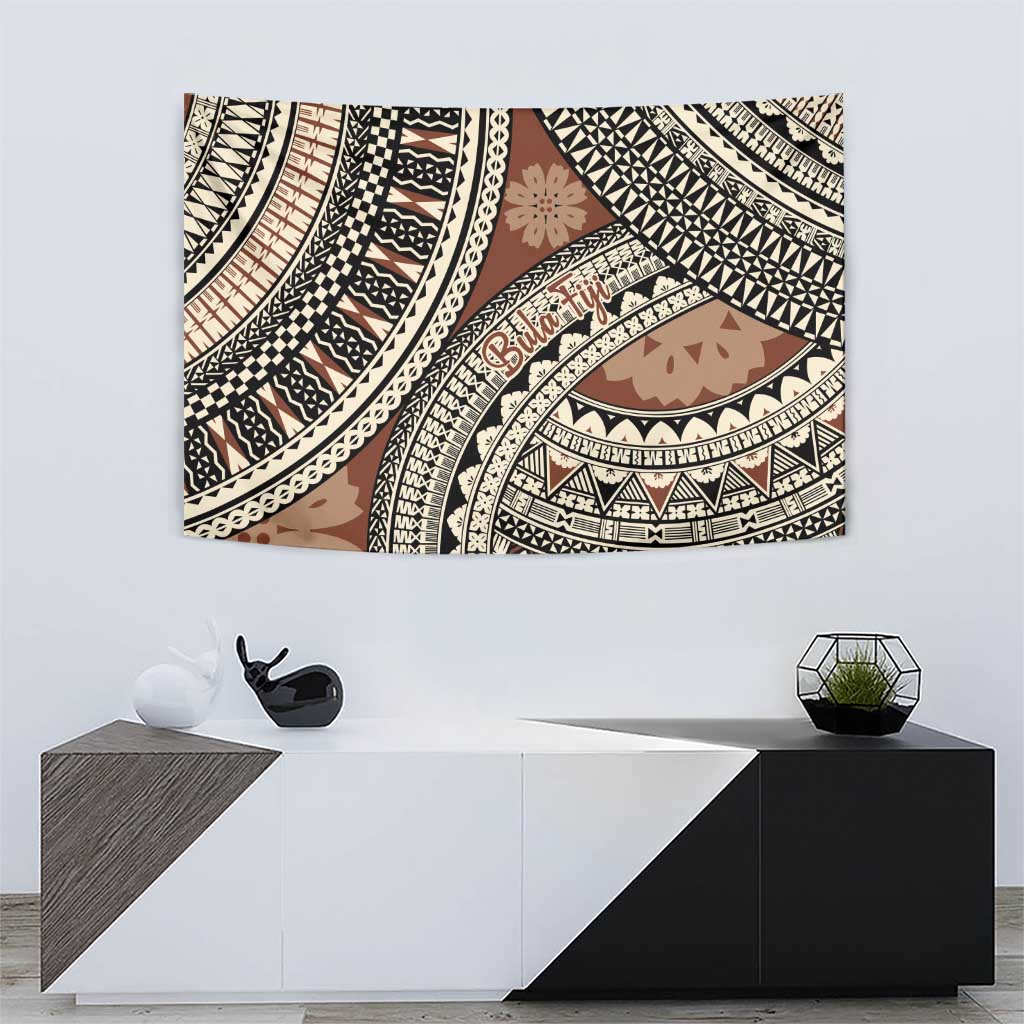 Bula Fiji Classic Masi Tapa Tapestry Vintage Brown LT7 - Polynesian Pride