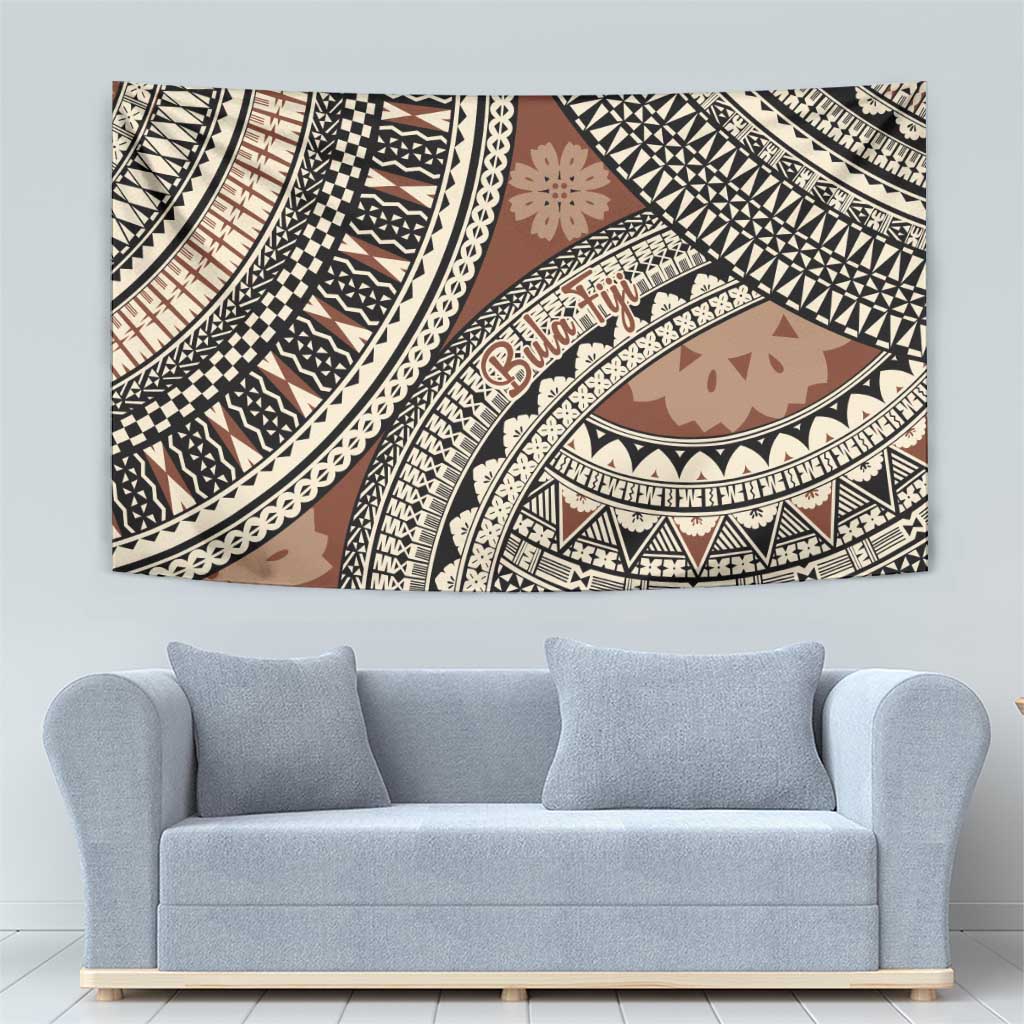 Bula Fiji Classic Masi Tapa Tapestry Vintage Brown LT7 - Polynesian Pride