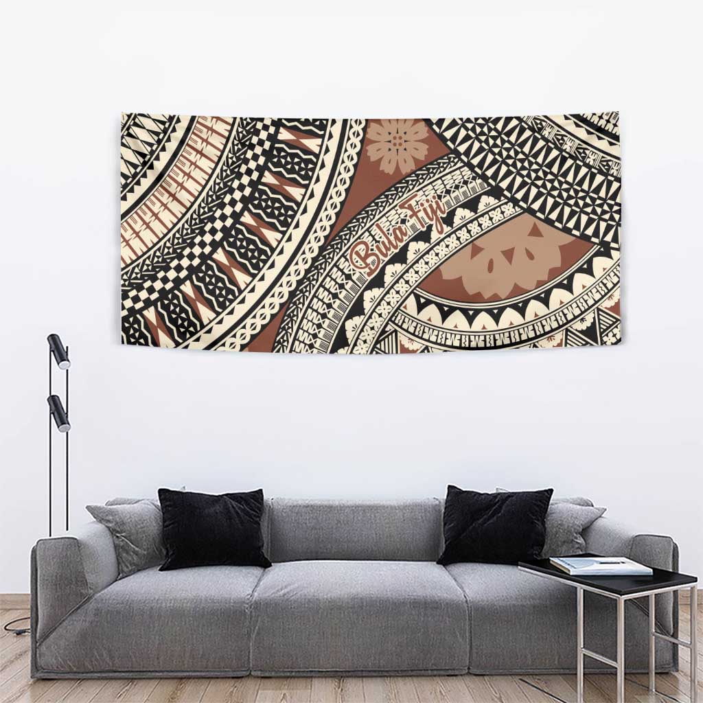 Bula Fiji Classic Masi Tapa Tapestry Vintage Brown LT7 - Polynesian Pride