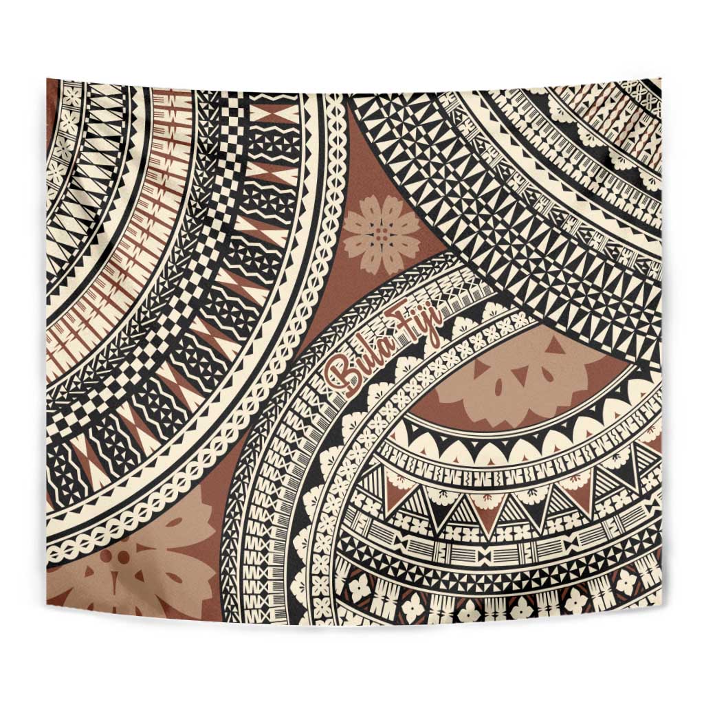 Bula Fiji Classic Masi Tapa Tapestry Vintage Brown LT7 - Polynesian Pride