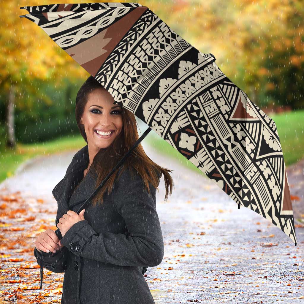 Bula Fiji Classic Masi Tapa Umbrella Vintage Brown - Polynesian Pride
