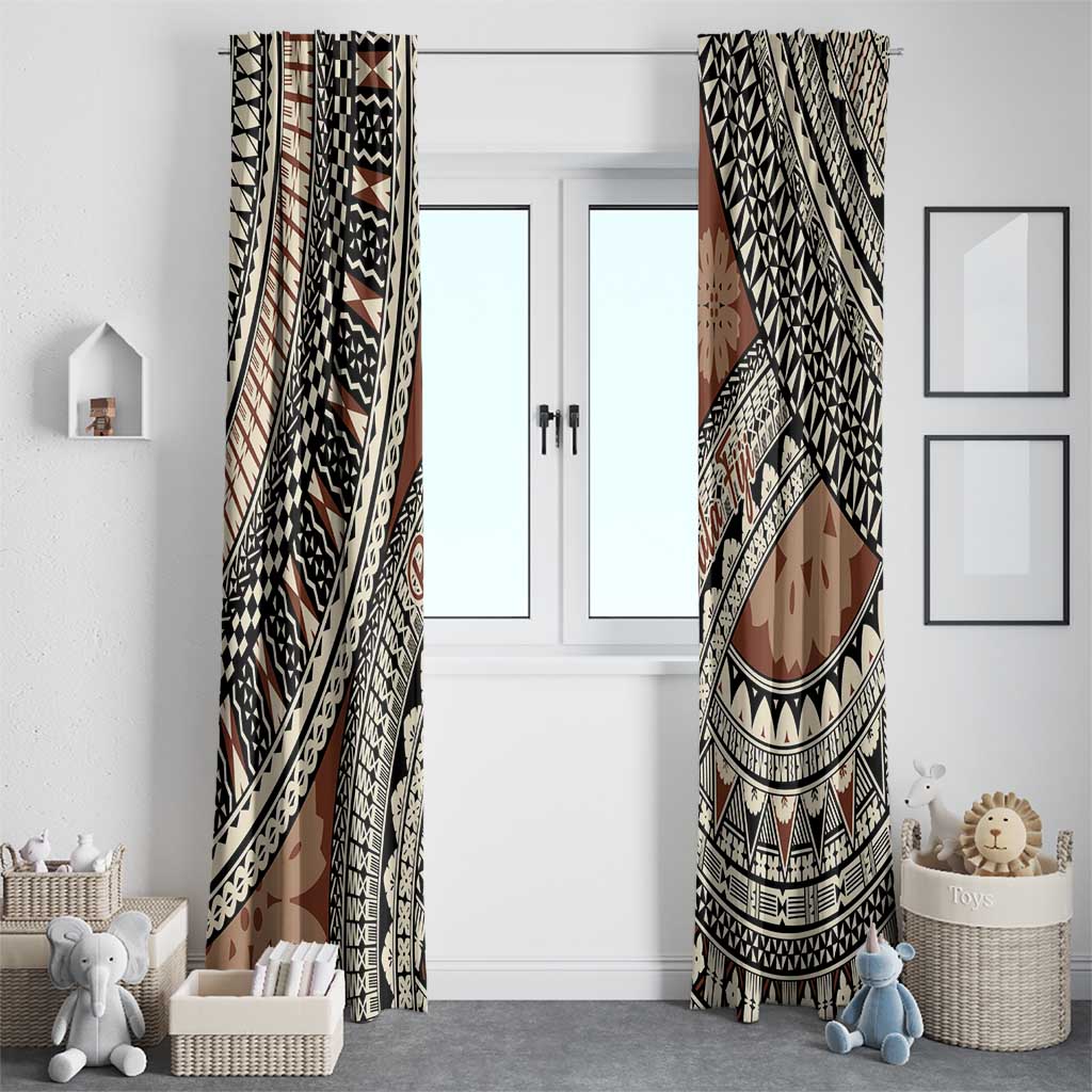 Bula Fiji Classic Masi Tapa Window Curtain Vintage Brown - Polynesian Pride