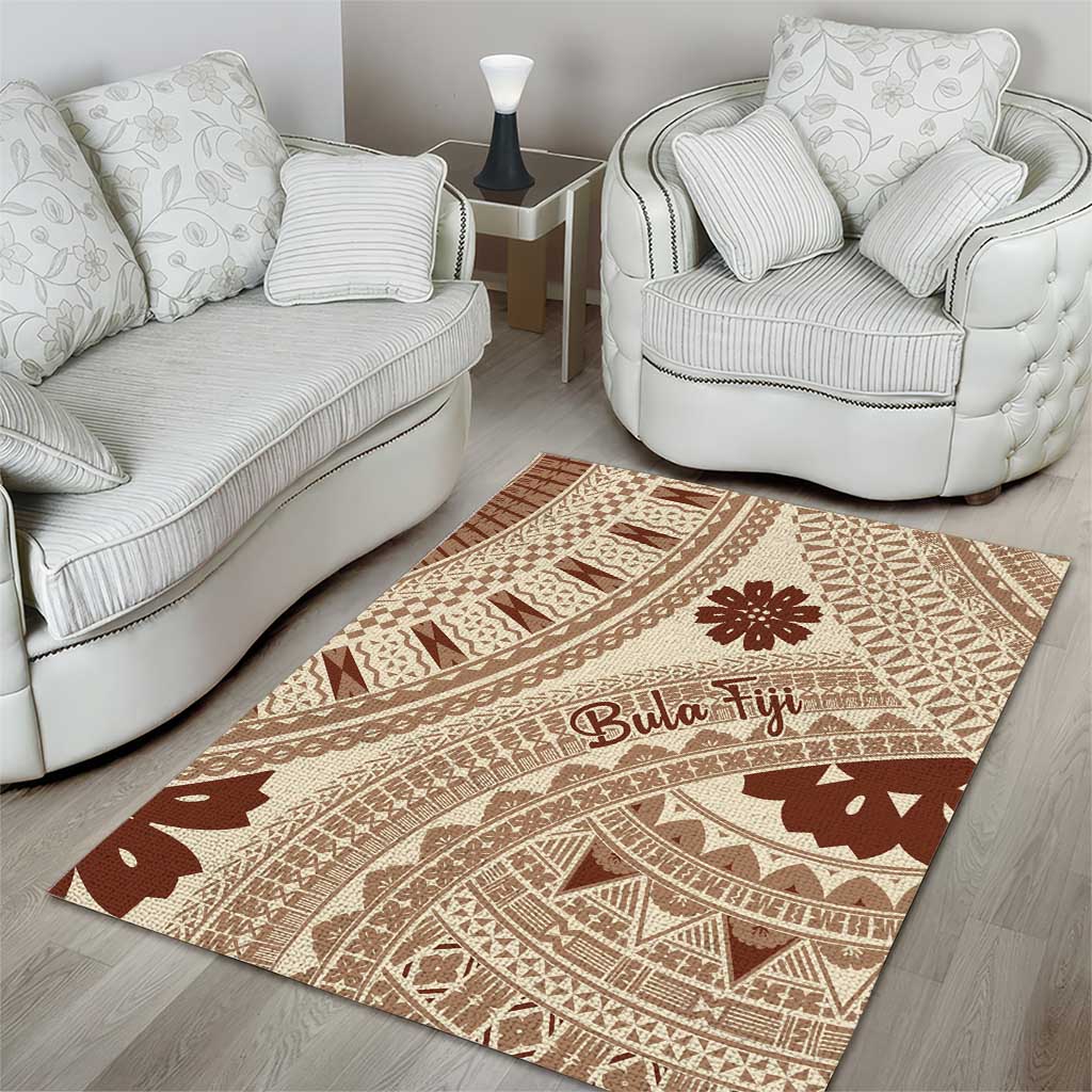 Bula Fiji Classic Masi Tapa Area Rug Vintage Beige - Polynesian Pride
