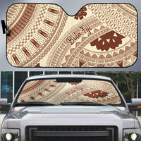 Bula Fiji Classic Masi Tapa Auto Sun Shade Vintage Beige - Polynesian Pride