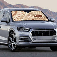 Bula Fiji Classic Masi Tapa Auto Sun Shade Vintage Beige - Polynesian Pride