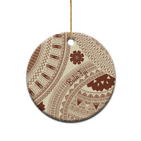 Bula Fiji Classic Masi Tapa Ceramic Ornament Vintage Beige LT7 - Polynesian Pride