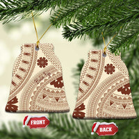 Bula Fiji Classic Masi Tapa Ceramic Ornament Vintage Beige LT7 Bell Flake Beige - Polynesian Pride
