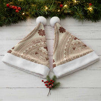Bula Fiji Classic Masi Tapa Christmas Santa Hat Vintage Beige - Polynesian Pride