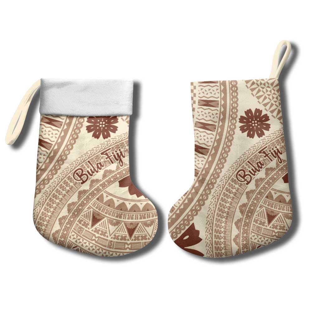 Bula Fiji Classic Masi Tapa Christmas Stocking Vintage Beige LT7 - Polynesian Pride