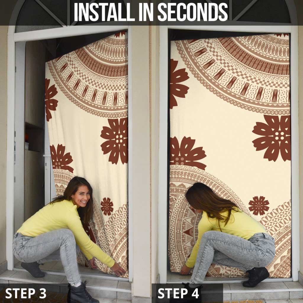 Bula Fiji Classic Masi Tapa Door Cover Vintage Beige - Polynesian Pride