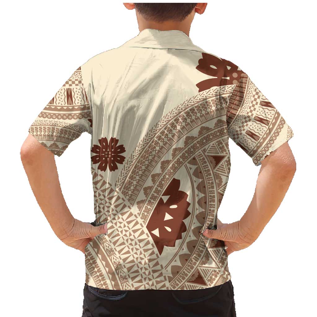 Bula Fiji Classic Masi Tapa Family Matching Mermaid Dress and Hawaiian Shirt Vintage Beige - Polynesian Pride