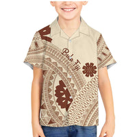 Bula Fiji Classic Masi Tapa Family Matching Mermaid Dress and Hawaiian Shirt Vintage Beige - Polynesian Pride