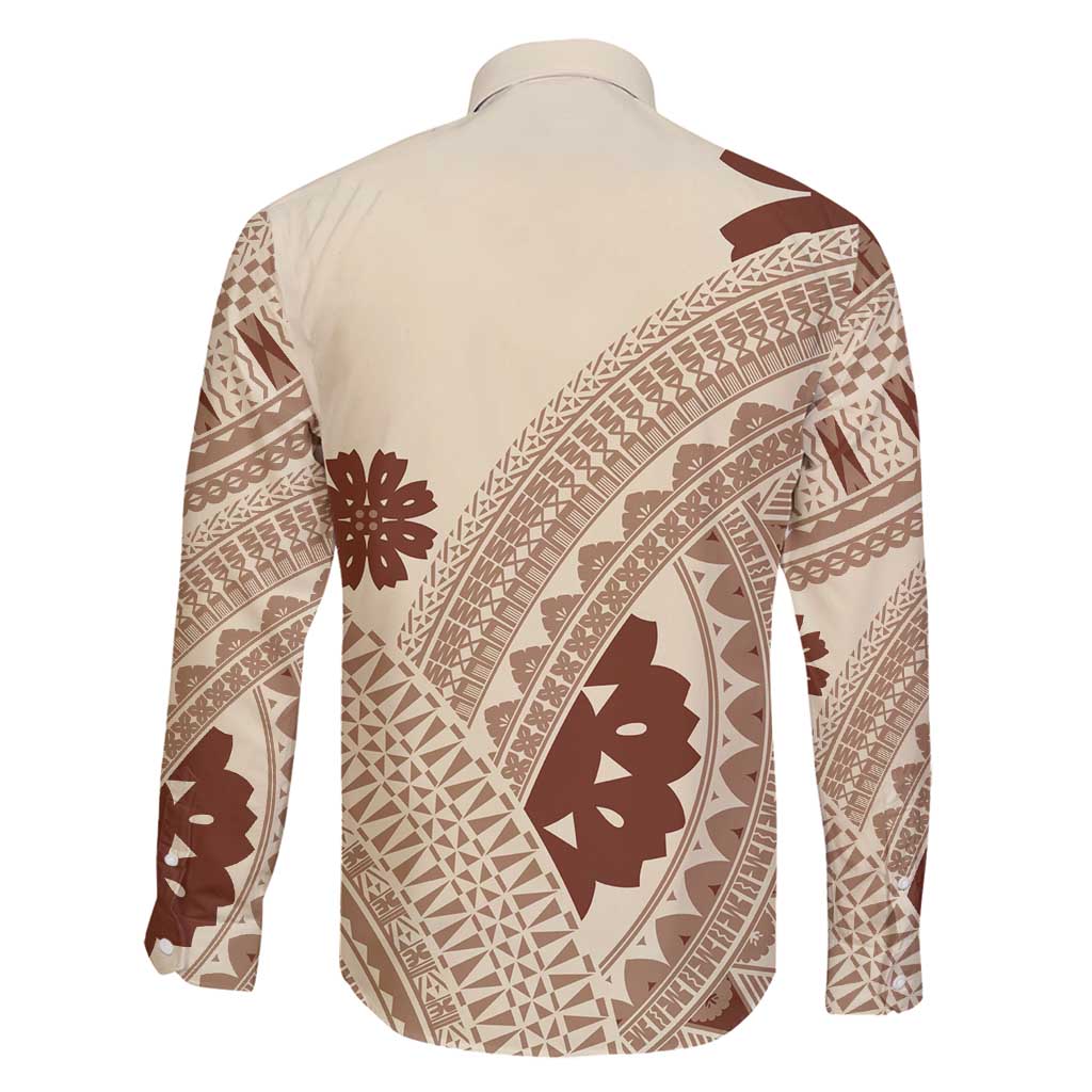 Bula Fiji Classic Masi Tapa Family Matching Off Shoulder Short Dress and Hawaiian Shirt Vintage Beige - Polynesian Pride