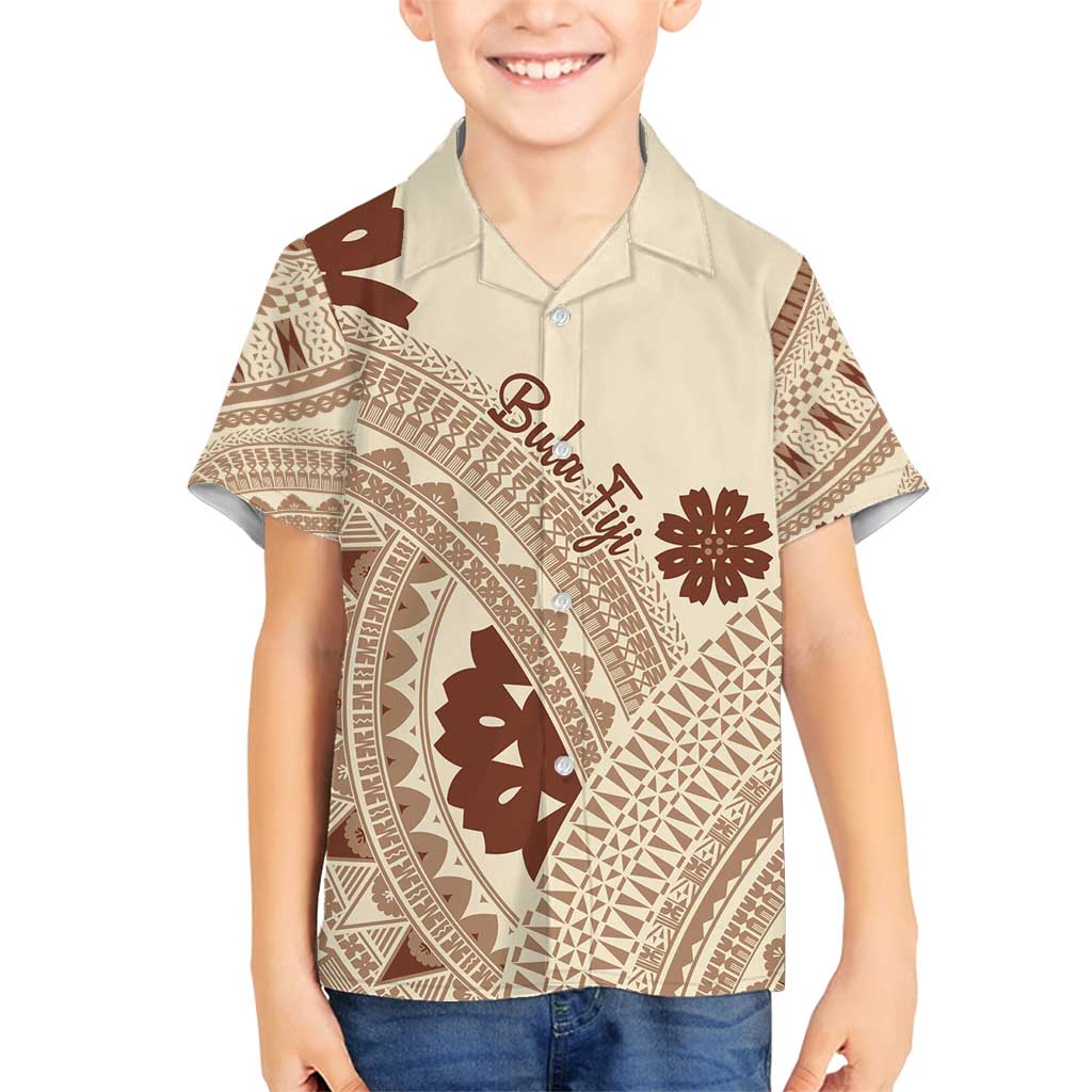 Bula Fiji Classic Masi Tapa Family Matching Puletasi and Hawaiian Shirt Vintage Beige - Polynesian Pride