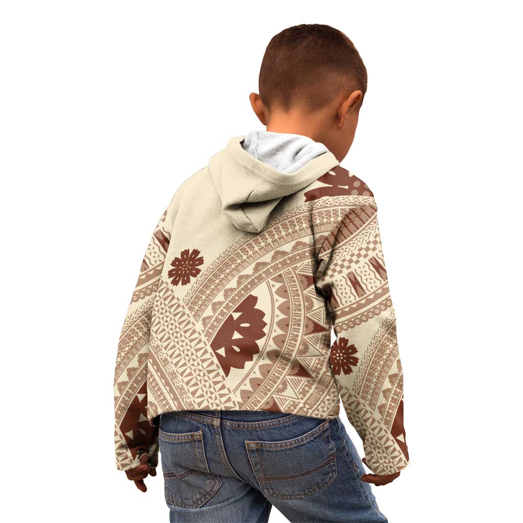 Bula Fiji Classic Masi Tapa Kid Hoodie Vintage Beige - Polynesian Pride