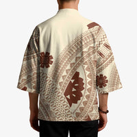 Bula Fiji Classic Masi Tapa Kimono Vintage Beige - Polynesian Pride