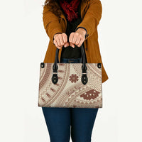 Bula Fiji Classic Masi Tapa Leather Bag Vintage Beige - Polynesian Pride