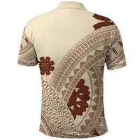 Bula Fiji Classic Masi Tapa Polo Shirt Vintage Beige - Polynesian Pride
