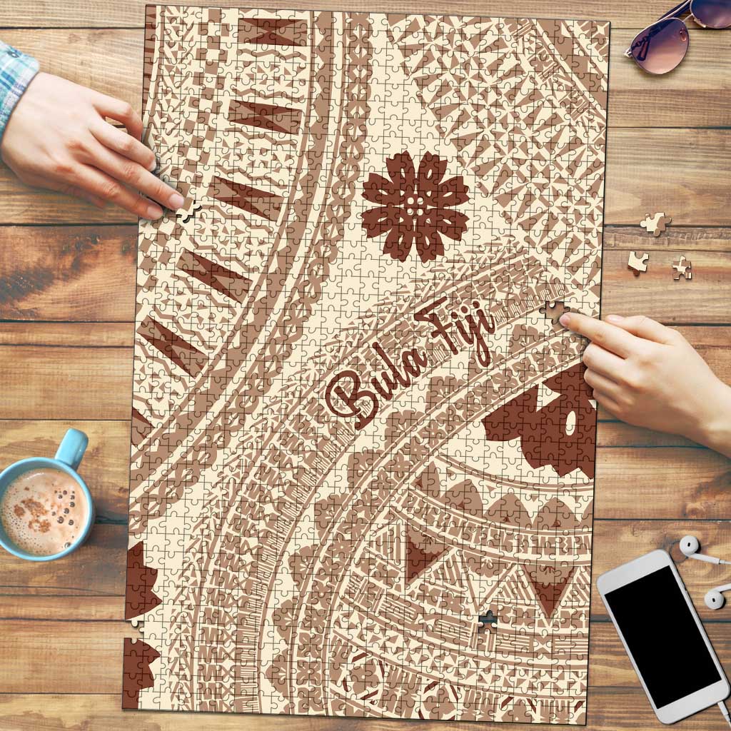 Bula Fiji Classic Masi Tapa Puzzle Vintage Beige - Polynesian Pride
