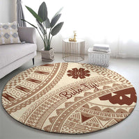 Bula Fiji Classic Masi Tapa Round Carpet Vintage Beige - Polynesian Pride