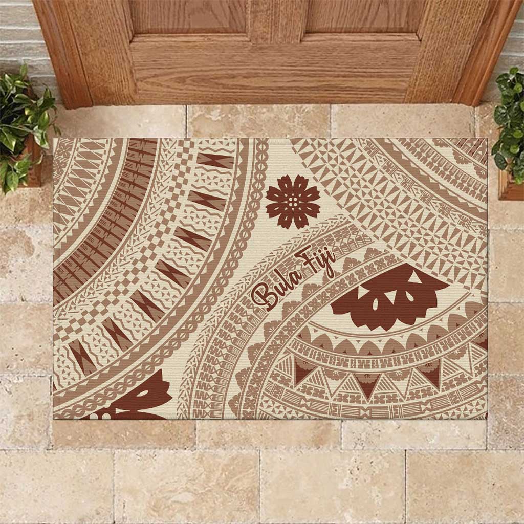 Bula Fiji Classic Masi Tapa Rubber Doormat Vintage Beige - Polynesian Pride