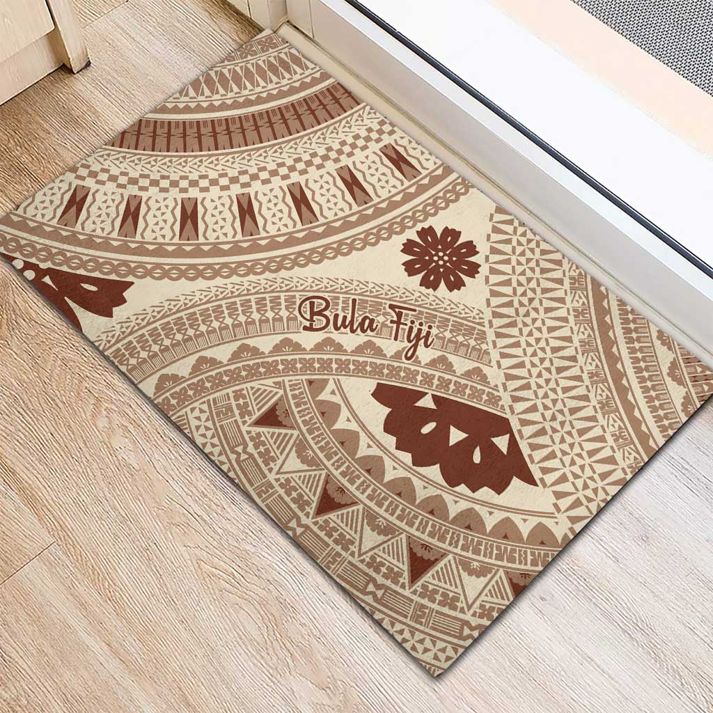 Bula Fiji Classic Masi Tapa Rubber Doormat Vintage Beige - Polynesian Pride