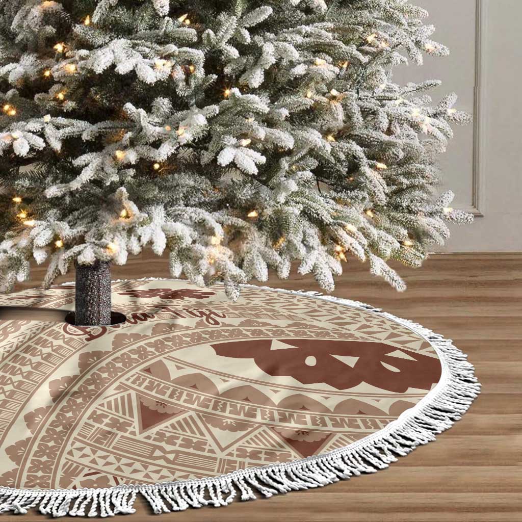 Bula Fiji Classic Masi Tapa Tree Skirt Vintage Beige - Polynesian Pride